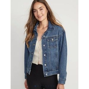 Old Navy Womens Jean Jacket Size XS Denim Buttons Side Pockets Medium Wash